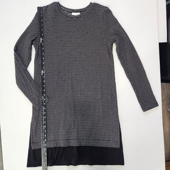 J. Jill A-Line Shift Dress Small Black White Stripe Crew Neck Long Sleeve Jersey - Picture 5 of 9